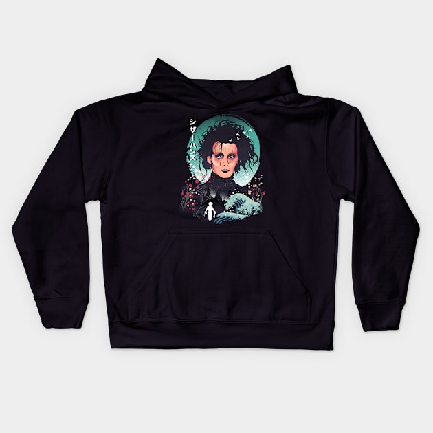 Ukiyo e Scissorhands Kids Hoodie by DANDINGEROZZ